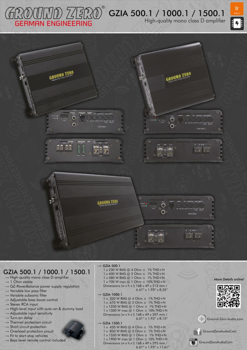 Ground Zero GZIA 500.1 580W @ 1 Ohm 