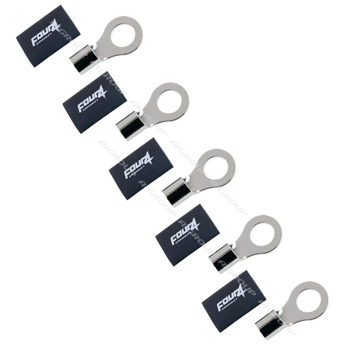 4 CONNECT 20mm2 ringterminal M12, 5 pakning sort